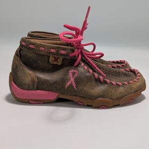 Twisted-X Youth Girls' Brown Breast Cancer Moccasin Boots - Moc Toe